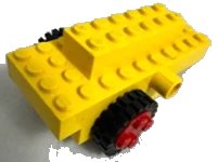LEGO part Windup Motor 1980s with 2 Black Tire 24mm D. x 8mm Offset Tread - Interior Ridges (bb0046 / 3483) bb0046c01