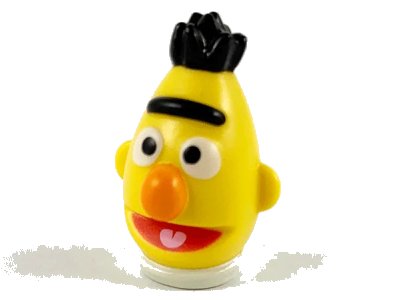 LEGO onderdeel Minifigure, Head, Modified Sesame Street Bert with Black Hair, Orange Nose and Red Mouth Pattern (bb1163pb01)