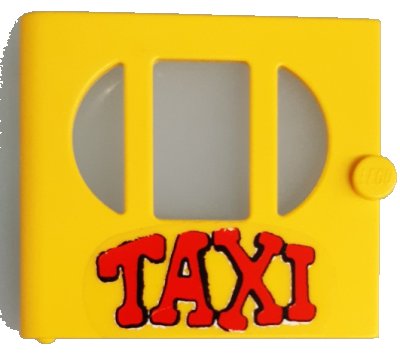 LEGO onderdeel Fabuland Door with Oval Pane in 3 Sections with 'TAXI' Pattern (Sticker) - Sets 128-1 / 338-2 (fabak3pb02)