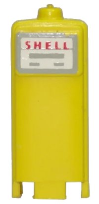 LEGO part HO Scale, Accessory Petrol Pump with Red 'SHELL' on White Background with Gray Edge and Lines Pattern (Sticker) - Sets 325-3 / 431-1 / 491-2 / 842-2 x1721