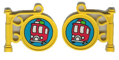 LEGO part Fabuland Sign on Pole with Bus Pattern (Stickers) - Set 3719 (x222pb05)