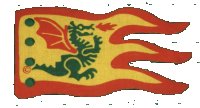 LEGO part Cloth Flag 8 x 5 Wave with Red Border and Green Dragon Pattern - Single-Sided Print x376px1