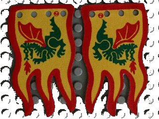 LEGO onderdeel Cloth Flag 8 x 5 Wave with Red Border and Green Dragon Pattern - Double-Sided Print (x376px1a)