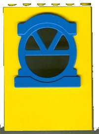 LEGO part Fabuland Building Wall 2 x 6 x 7 with Round Top Blue Window x636c01