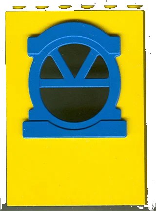 LEGO onderdeel Fabuland Building Wall 2 x 6 x 7 with Round Top Blue Window (x636c01)