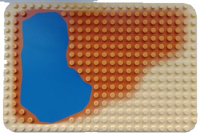 LEGO onderdeel Duplo, Baseplate 16 x 24 with Pond and Orange Sand Pattern (2296pb02)