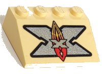 LEGO part Slope 33 3 x 4 with Silver Island Xtreme Stunts Logo Pattern 3297px17