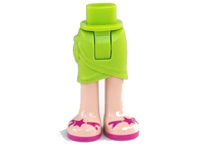 LEGO part Mini Doll Hips and Skirt Wrap with Light Nougat Legs and Magenta Sandals with Straps and Stars Pattern - Thick Hinge (11244c00pb07)