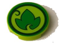 LEGO part Tile, Round 2 x 2 with Bottom Stud Holder with Elves Earth Power Icon Pattern 14769pb033