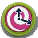 LEGO part Carreau, Rond 2 x 2 avec Support de Tenon Inférieur avec Horloge et Motif de Spirale Rose Foncé et Blanc (Autocollant) - Set 41393 14769pb496