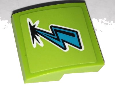 LEGO onderdeel Slope, Curved 2 x 2 x 2/3 with Medium Azure Lightning Bolt Pattern (Sticker) - Set 41352 (15068pb384)