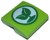 LEGO onderdeel Schuin, Gebogen 2 x 2 x 2/3 met Groen Spruit met 2 Bladeren op Wit Cirkel Patroon 15068pb453