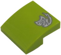LEGO part Slope, Curved 2 x 2 x 2/3 with Dark Silver and Silver Dodge SRT Hellcat Logo Pattern Model Right Side 15068pb645R