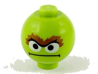 LEGO onderdeel Brick, Round 2 x 2 Sphere with Stud / Robot Body with Oscar the Grouch Face Pattern 20953pb05