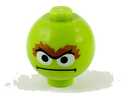 LEGO onderdeel Brick, Round 2 x 2 Sphere with Stud / Robot Body with Oscar the Grouch Face Pattern (20953pb05)