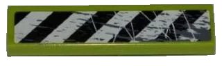 LEGO onderdeel Tile 1 x 4 with Black and White Danger Stripes, Scratches and Splatters Pattern Model Left Side (Sticker) - Set 8963 (2431pb0221L)