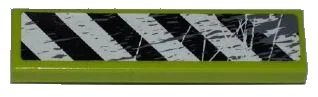LEGO onderdeel Tile 1 x 4 with Black and White Danger Stripes, Scratches and Splatters Pattern Model Right Side (Sticker) - Set 8963 (2431pb0221R)