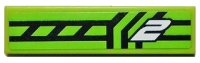 LEGO onderdeel Tile 1 x 4 with White Number 2 and Black Lines on Lime Background Pattern (Sticker) - Set 8133 2431pb0390