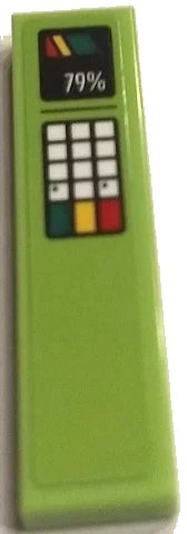 LEGO part Tile 1 x 4 with White Keypad and Red, Yellow and Green '79%' Battery Power Indicator Pattern (Sticker) - Set 60132 2431pb0816