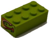 LEGO part Mattone 2 x 4 con Red and Yellow Flame Bottom Half Pattern on Both Ends (Adesivi) - Set 8199 3001pb092