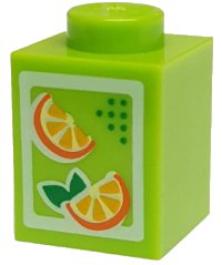 LEGO part Steen 1 x 1 with Oranges Pattern (Juice Carton) 3005pb017