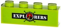 LEGO part Brick 1 x 4 with 'EXPLORERS' and Volcano Explorers Logo Compass Pattern (Sticker) - Set 60121 3010pb198