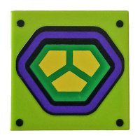 LEGO part Tile 2 x 2 with Dark Purple and Yellow Hexagonal Lex Luthor Power Suit Pattern 3068pb0998