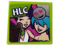 LEGO onderdeel Tile 2 x 2 with 'HLC', Heart, Smiling Emoticon and 2 Friends Minifigures Pattern (Sticker) - Set 41391 3068pb1454