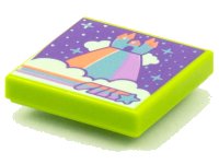 LEGO part Tile 2 x 2 with BeatBit Album Cover - Castle on Rainbow and Clouds Pattern 3068pb1539