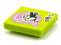 LEGO part Tile 2 x 2 with BeatBit Album Cover - Cow in Medium Lavender Tornado Pattern 3068pb1594