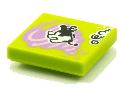 LEGO part Tile 2 x 2 with BeatBit Album Cover - Cow in Medium Lavender Tornado Pattern (3068pb1594)