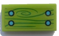 LEGO part Tile 1 x 2 with Green Wood Grain, Medium Azure Nails Pattern (Sticker) - Set 41395 3069pb0968