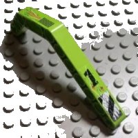 LEGO part Technic, Liftarm, Modified Bent Thick 1 x 11.5 Double with Worn '1' and Danger Stripes and Exhaust Vents Pattern Model Right (Stickers) - Set 8956 32009pb006R