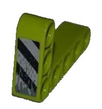 LEGO onderdeel Technic, Liftarm, Modified Bent Thick L-Shape 3 x 5 with Black and White Danger Stripes and Splatters Pattern Model Right (Sticker) - Set 8190 32526pb004R