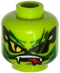 LEGO onderdeel Minifigure, Head Alien with Yellow Snake Eyes and Mouth with Fangs and Teeth Pattern (3626pb1562)