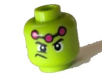 LEGO onderdeel Minifigure, Head Male Wide Eyes, Frown to Side, Three Magenta Dots Pattern (Brainiac) 3626pb2000