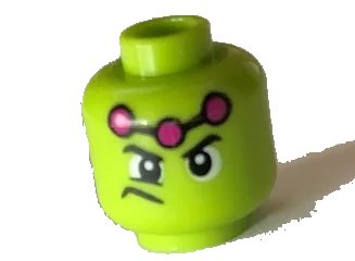LEGO onderdeel Minifigure, Head Male Wide Eyes, Frown to Side, Three Magenta Dots Pattern (Brainiac) (3626pb2000)
