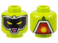 LEGO part Minifigure, Head Alien Robot, Black Mask with White Outline, Yellow Slit Eyes, Dark Pink Stripes Pattern - Hollow Stud 3626pb3179