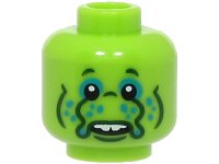 LEGO part Minifigure, Head Alien Black Eyes, Dark Turquoise Eye Shadow and Dots, Nose with Tentacles, Dark Green Wrinkles, White Teeth Pattern - Hollow Stud (BAM) 3626pb3327
