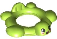 LEGO onderdeel Duplo Bath Toy 8 x 8 Floating Ring, Top - Turtle with Black Eyes, Coral Ovals on Cheeks, Lopsided Open Mouth Smile with Tongue Pattern (3696pb01)