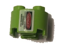 LEGO part Brick, Round 2 x 2 with Axle Hole with 'DANGER' and 'ELECTRICAL EQUIPMENT AUTHORIZED PERSONNEL ONLY' Pattern Sideways (Sticker) - Set 10274 3941pb36