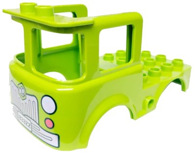 LEGO onderdeel Duplo Cabin Truck 4 x 8 x 3 1/2 with Silver Grille, Bee, '833ZZ' and Lights Pattern (39926pb03)