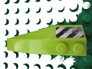 LEGO onderdeel Wedge 6 x 2 Right with Black Danger Stripes and Scratches Pattern (Sticker) - Set 8190 (41747pb046)