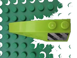 LEGO onderdeel Wedge 6 x 2 Left with Black Danger Stripes and Scratches Pattern (Sticker) - Set 8190 (41748pb046)