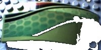 LEGO part Wedge 8 x 3 x 2 Open Right with Red and Black Stripes and Green Scales Pattern 41749px2