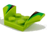 LEGO onderdeel Vehicle, Mudguard 2 x 4 with Flared Wings with Black and Red Stripes, Green Fade Pattern 41854pb07