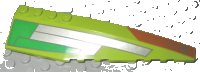 LEGO onderdeel Wedge 12 x 3 Right with Silver, Green, and Dark Orange Pattern 42060px1