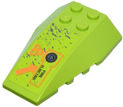 LEGO onderdeel Wedge 6 x 4 Triple Curved with Splatters, 'FUEL INJECTION' and Arrow Pattern (Sticker) - Set 8960 (43712pb024)