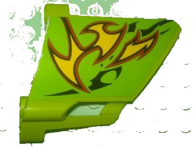 LEGO part Technic, Panel Fairing #22 Large Short, Small Hole, Side A with Yellow Flames Pattern (Sticker) - Set 8649 (44352pb13)