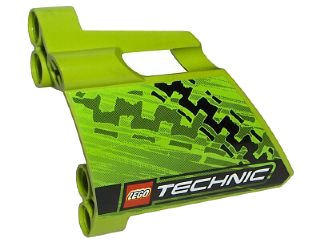 LEGO part Technic, Panel Fairing #23 Large Short, Small Hole, Side B with Tire Marks and LEGO TECHNIC Logo Pattern (Sticker) - Set 8291 (44353pb11)